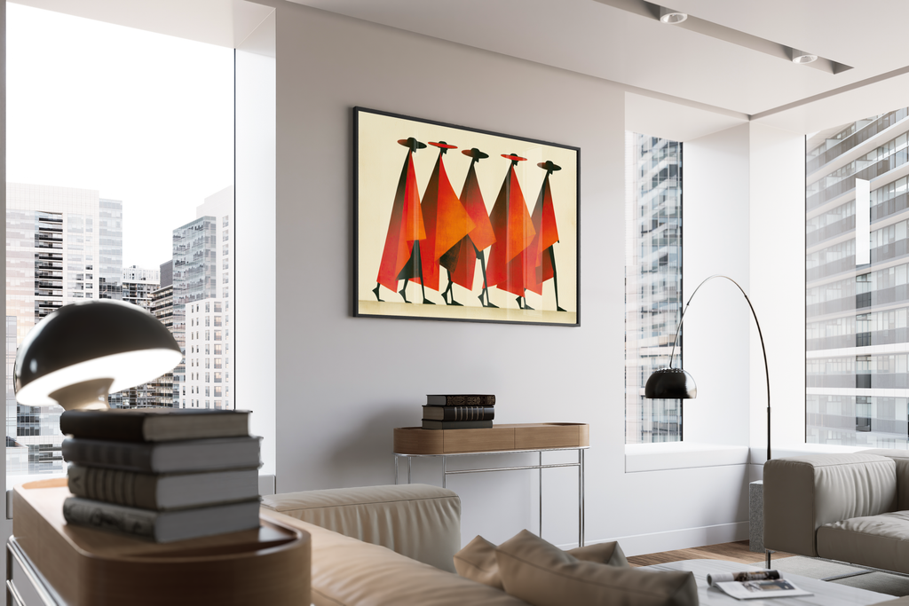 A Symphony of Capes – Figuren Umhang Fine Art modernistisch | Illustration-Kunstdruck – gerahmtes Poster kaufen