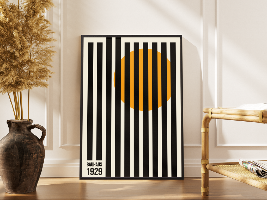 Bauhaus- Stripes – klassische Balken-Kreis-Komposition | Bauhaus-Wanddekoration – gerahmtes Poster kaufen