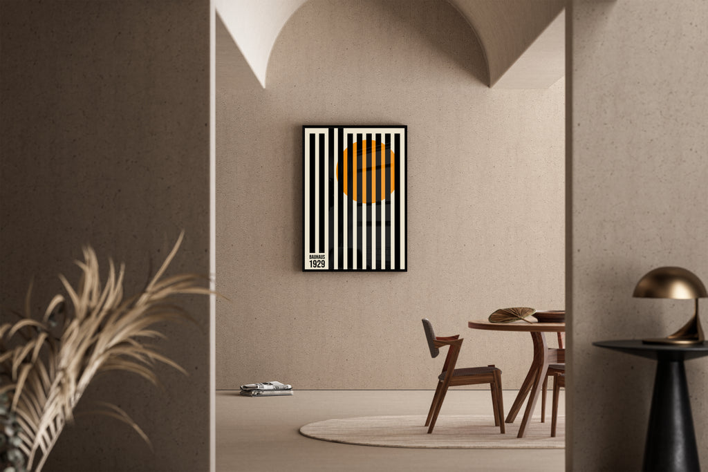 Bauhaus- Stripes – geometrisches Streifenmuster Retro-Grafik | Bauhaus-Plakat – Poster im Esszimmer