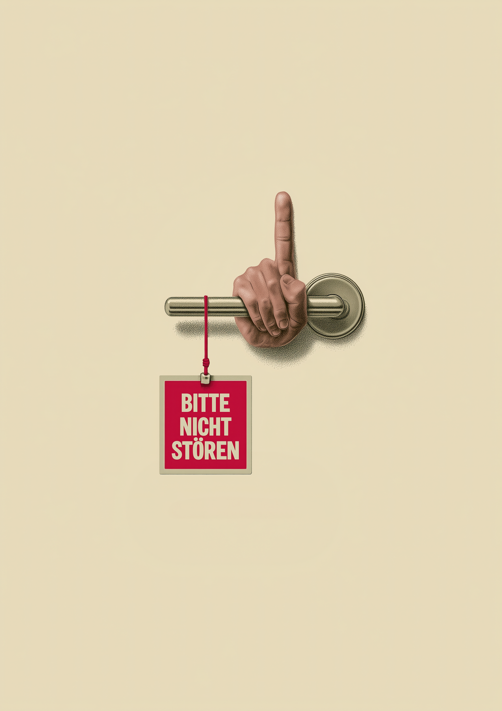 Bitte nicht stören – Mittelfinger Türklinke Schild Humor | Illustration-Optik – eleganter Kunstdruck