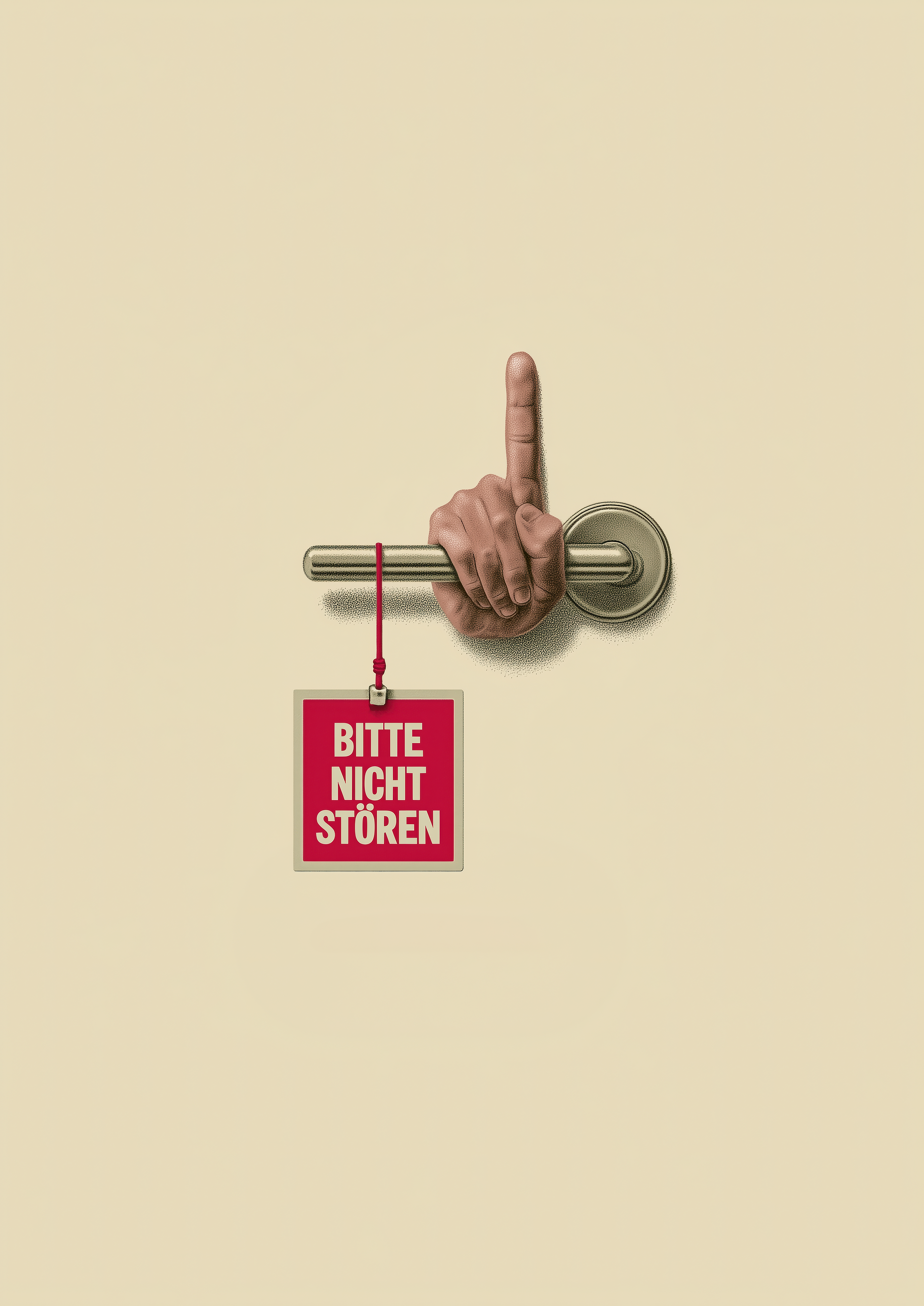Bitte nicht stören – Mittelfinger Türklinke Schild Humor | Illustration-Optik – eleganter Kunstdruck