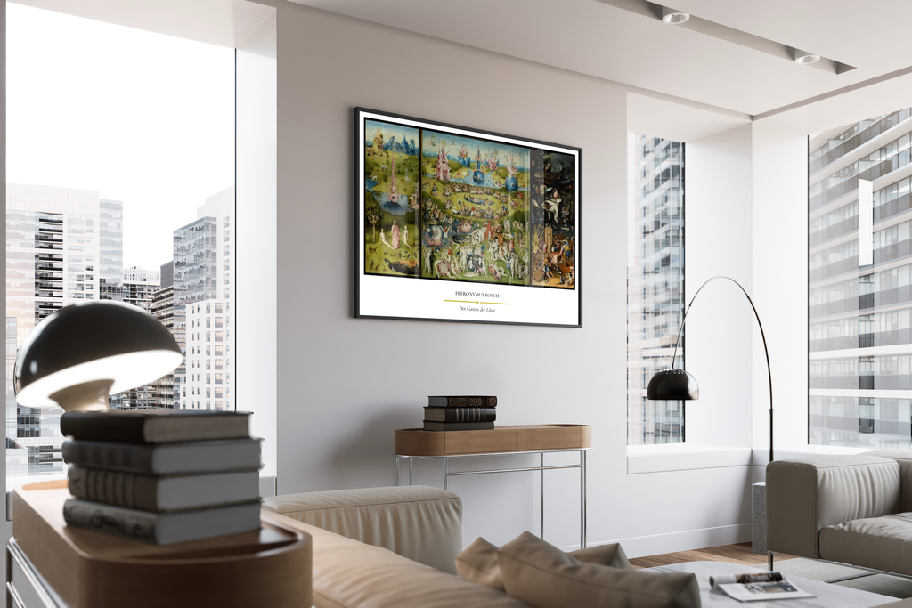 Bosch – Der Garten der Lüste – Ikonisches Triptychon Paradies Hölle Prado Madrid | Altmeister-Poster – gerahmtes Poster kaufen