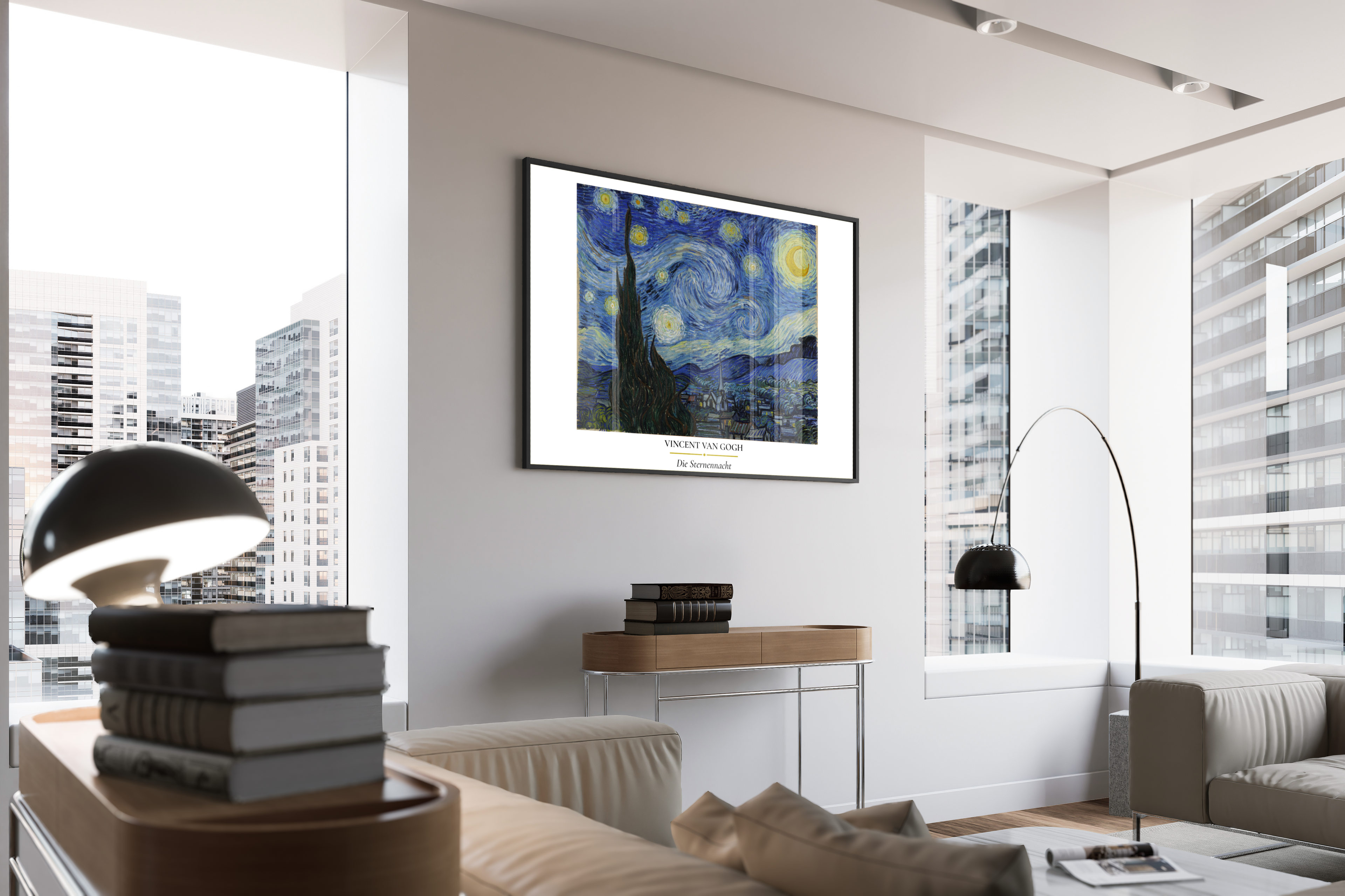 Van Gogh – Die Sternennacht – Meisterwerk Sternennacht Blaue Wirbelkomposition 1889 | Post-Impressionismus-Poster – gerahmtes Poster kaufen