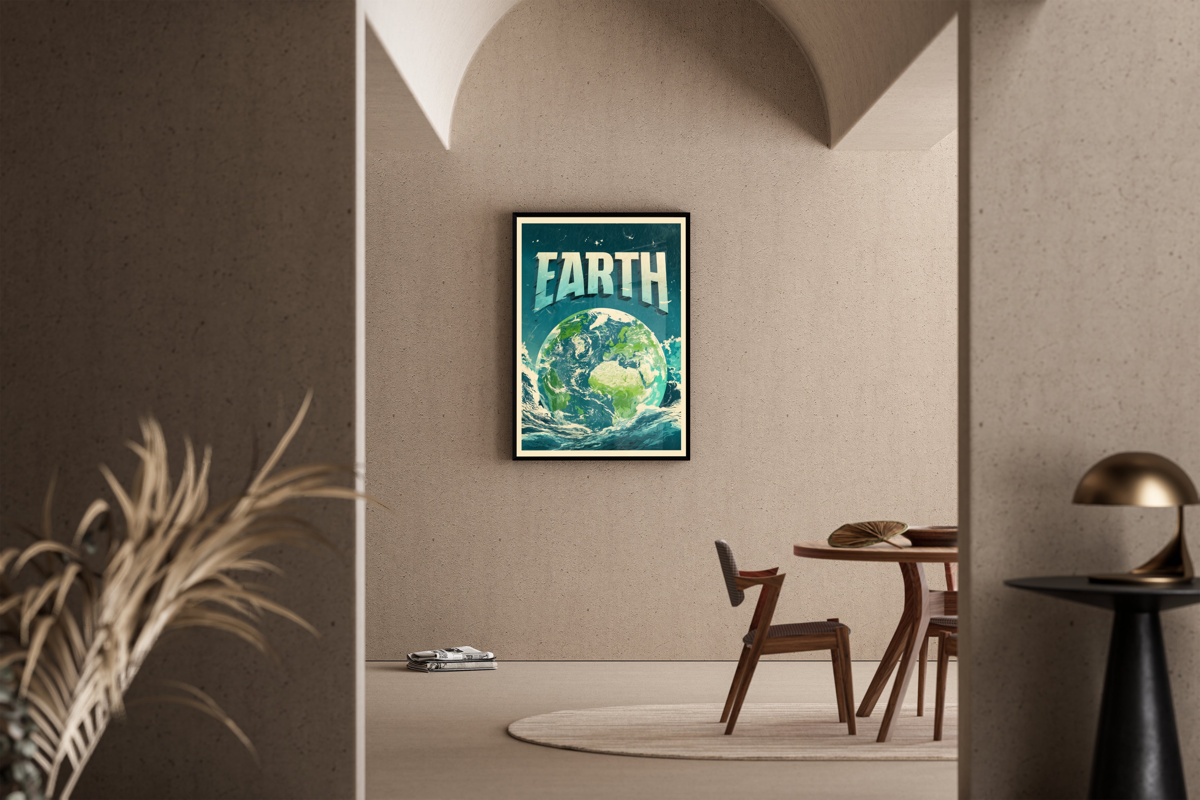 EARTH – Vintage Globus Retro Kunstdruck – Poster im Esszimmer
