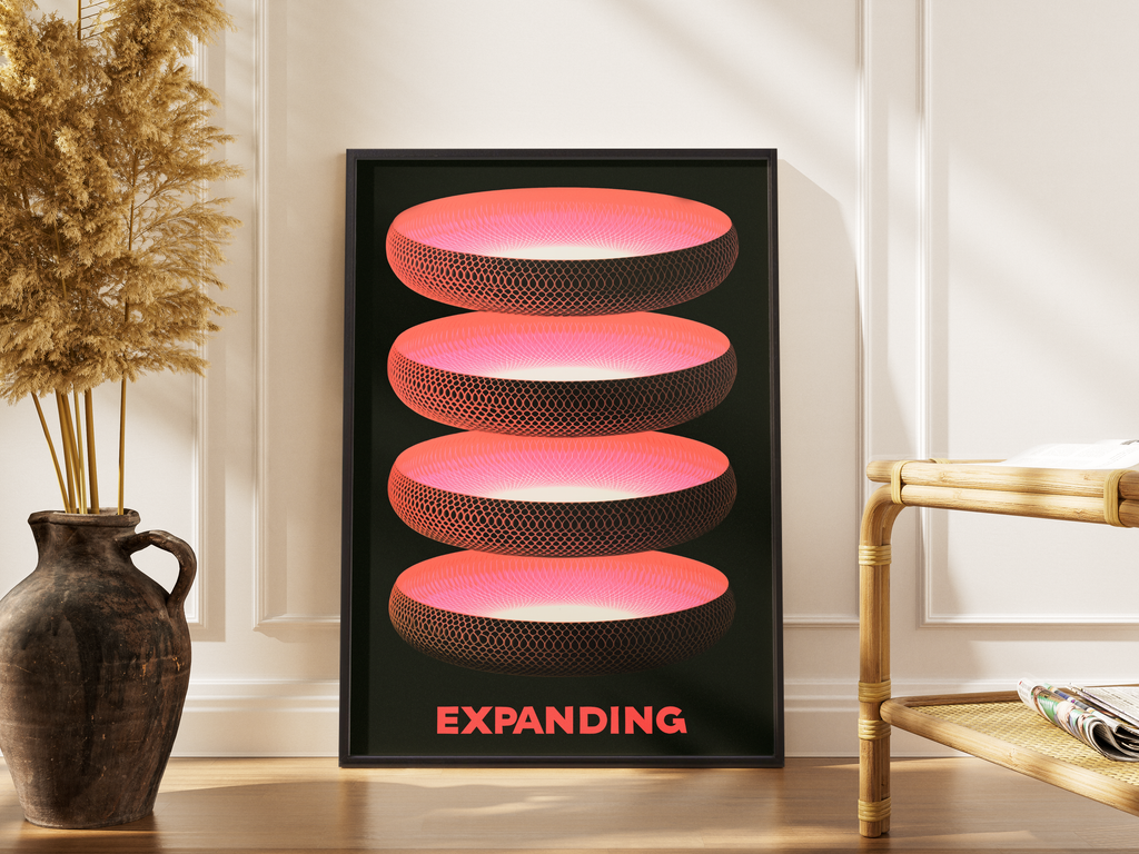 Expanding – 3D Tori Netzstruktur coral Fine Art Poster | Geometric-Druck – gerahmtes Poster kaufen