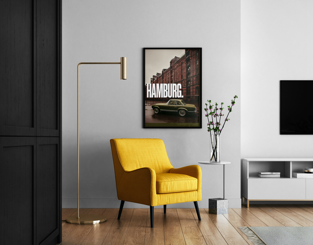 Hamburg. – Pagode SL Wandbild Speicherstadt Backstein | Stadtfoto-Kunstdruck – Wandbild im modernen Wohnzimmer