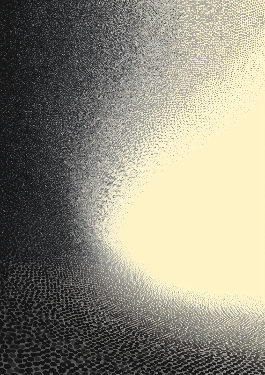 Abstraktes Stippling-Punktraster mit Lichtschimmer in Schwarz-Creme – minimalistischer Fine Art Kunstdruck