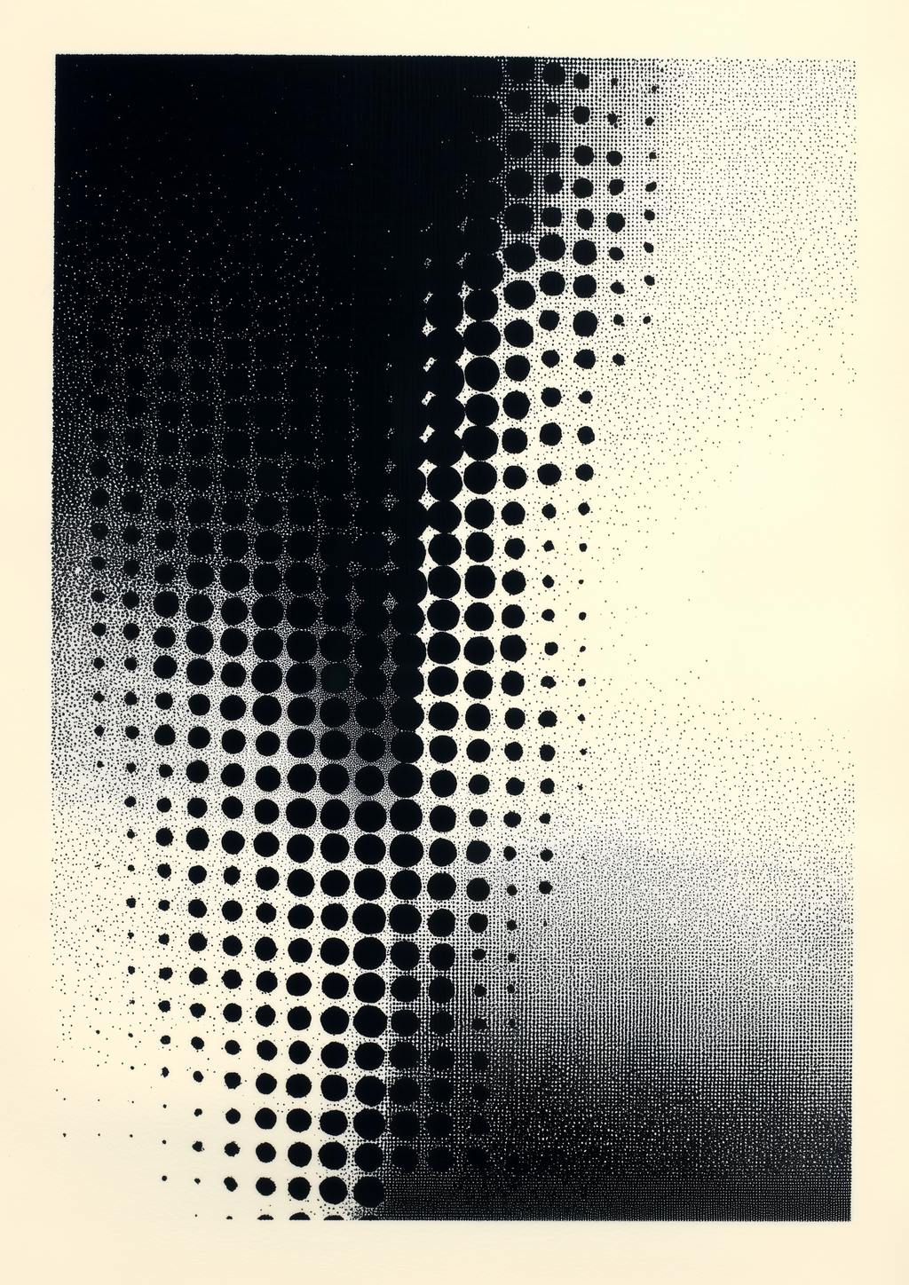 Abstraktes Halftone-Punktraster in Schwarz-Weiß – minimalistischer Op-Art Fine Art Kunstdruck