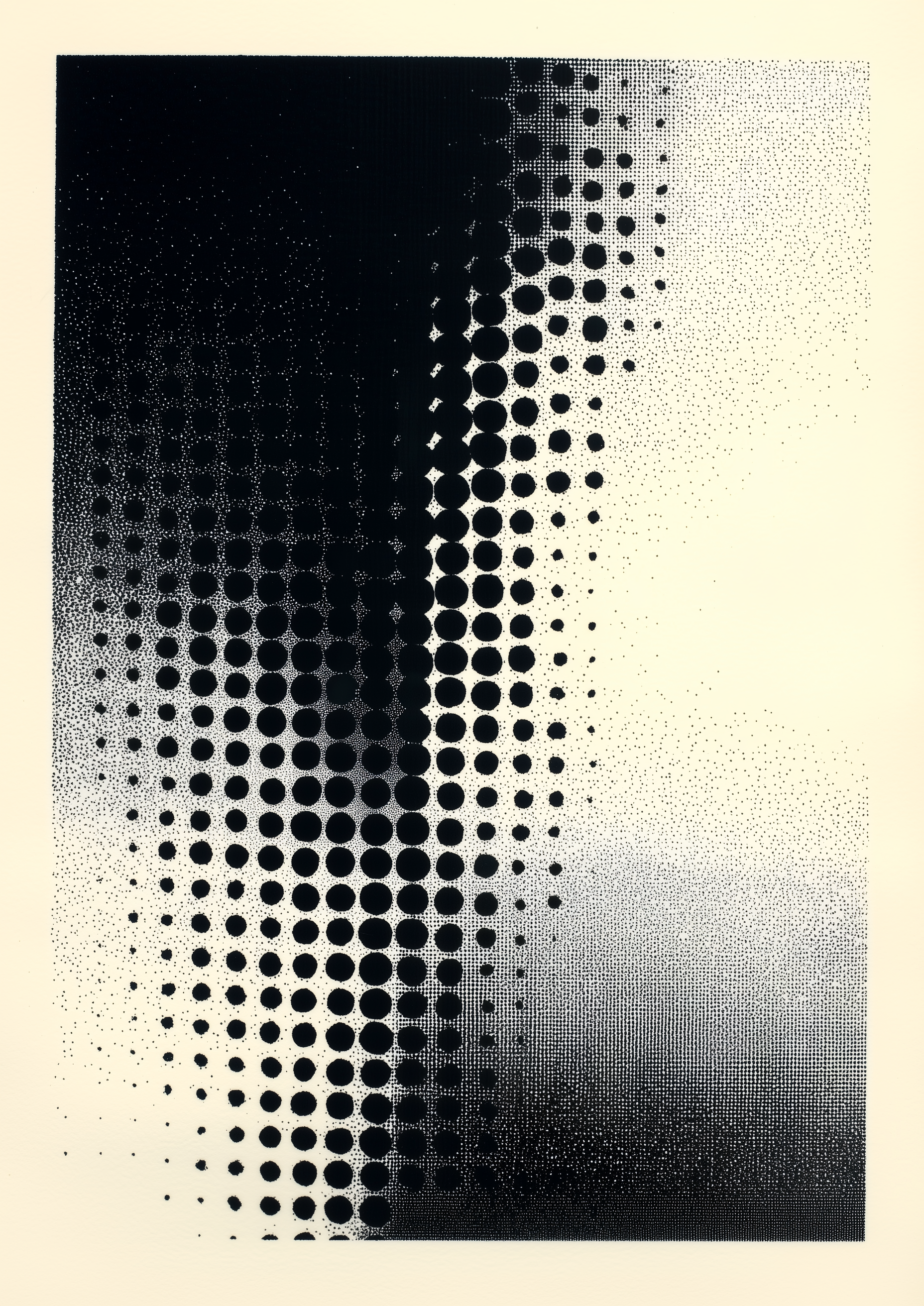 Abstraktes Halftone-Punktraster in Schwarz-Weiß – minimalistischer Op-Art Fine Art Kunstdruck