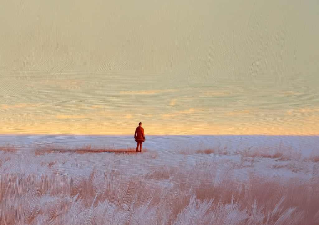 Lone Prairie – einsame Figur in weiter Landschaft | Ölgemälde-Optik – eleganter Kunstdruck