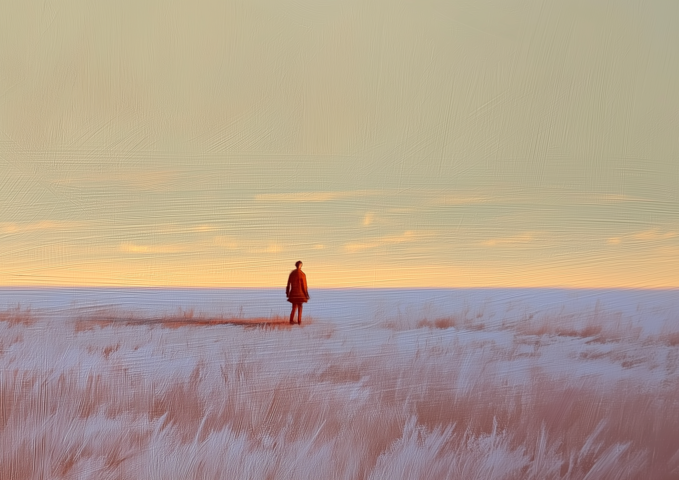 Lone Prairie – einsame Figur in weiter Landschaft | Ölgemälde-Optik – eleganter Kunstdruck