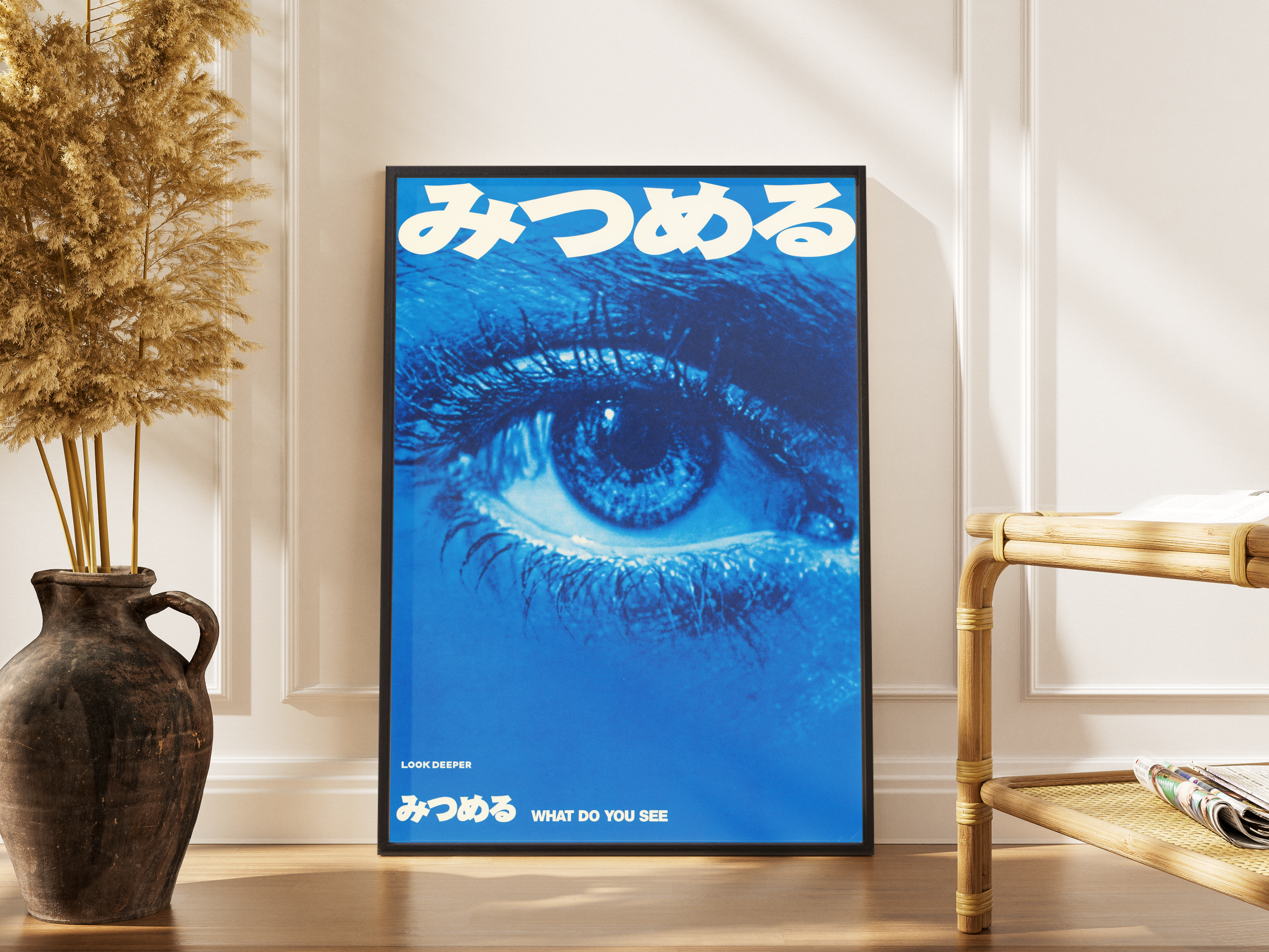 Look Deeper – What Do You See Augen-Print | Risograph-Fine-Art-Poster – gerahmtes Poster kaufen