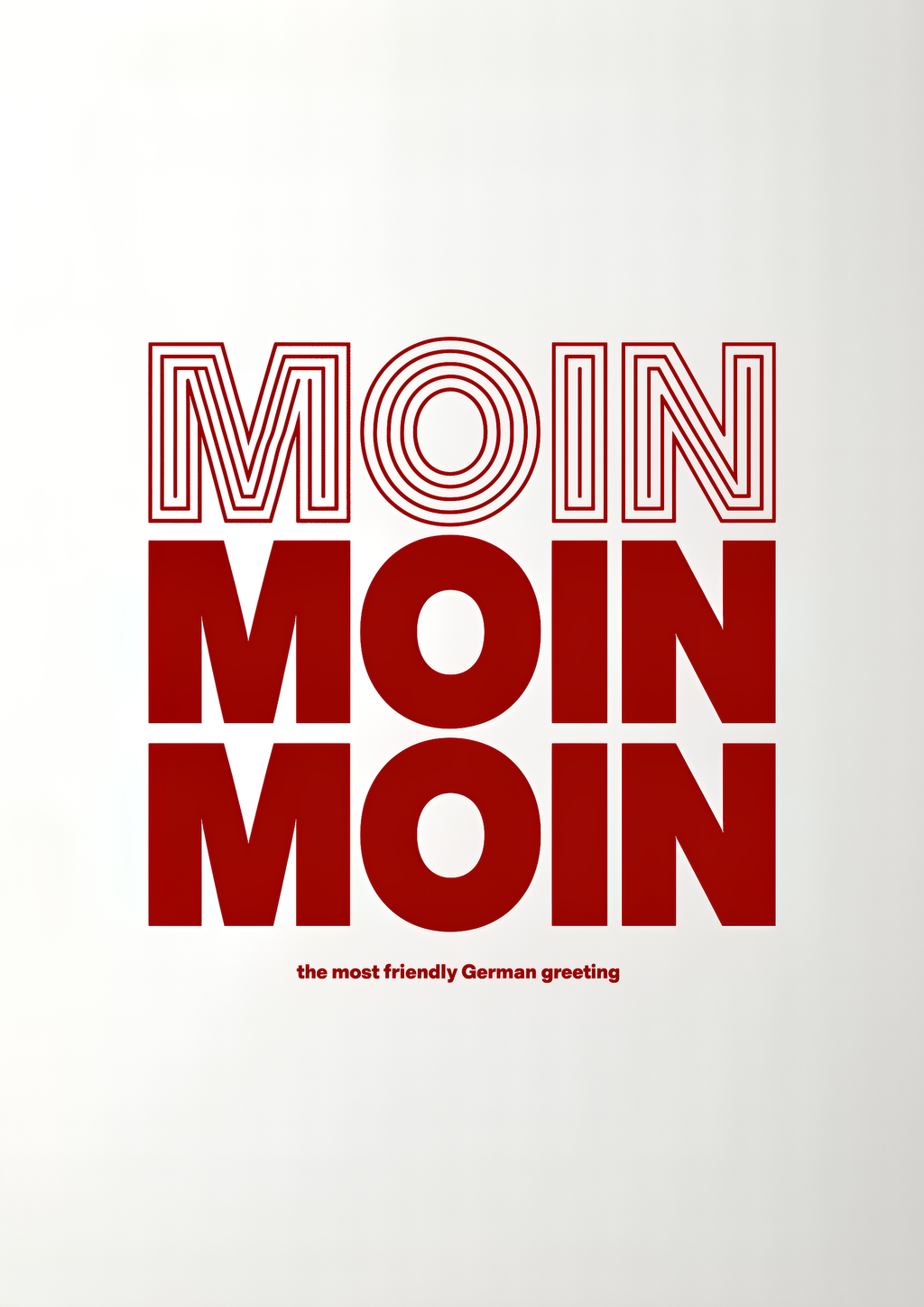 Moin – norddeutscher Gruß Retro-Typografie rot weiß | Siebdruck-Optik – eleganter Kunstdruck