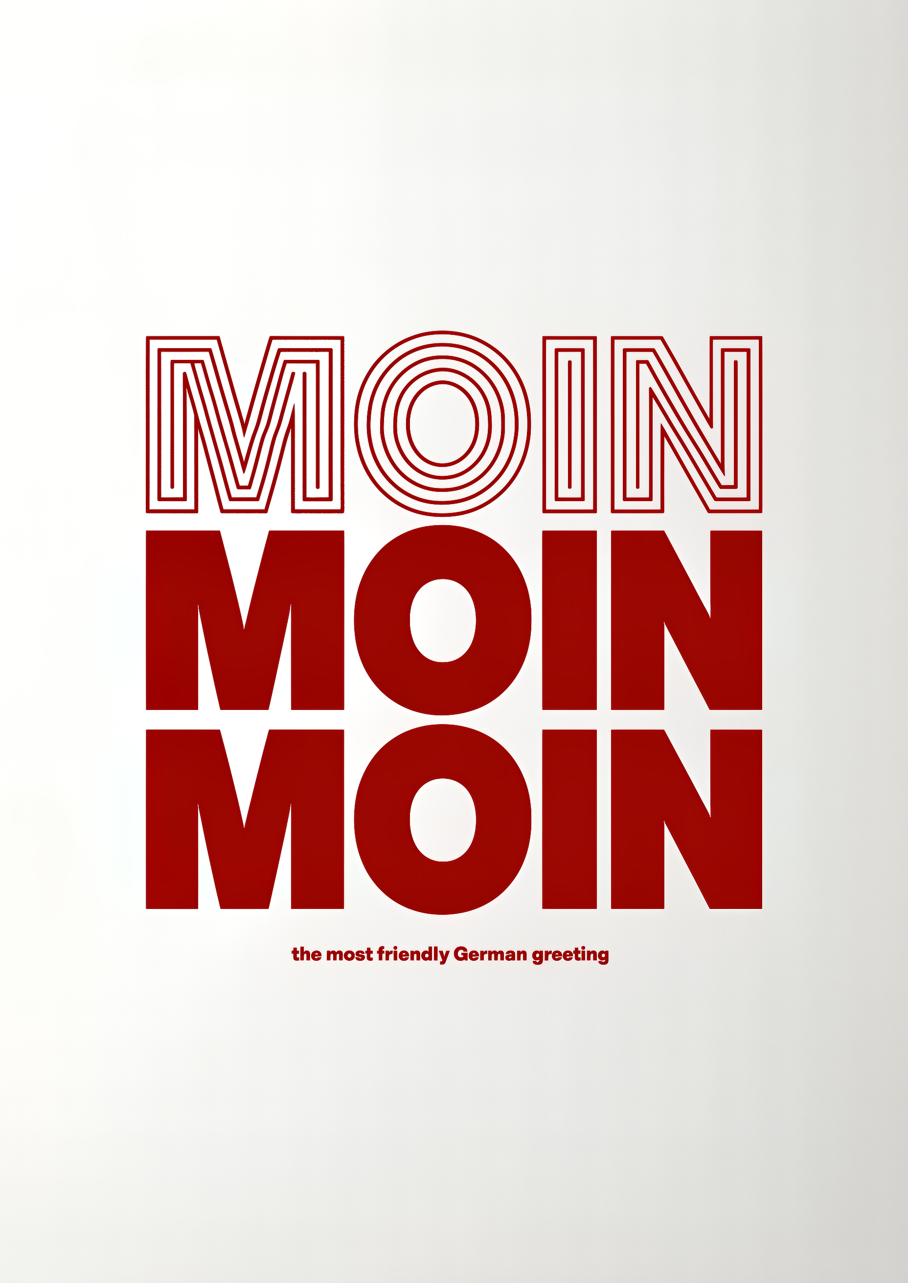 Moin – norddeutscher Gruß Retro-Typografie rot weiß | Siebdruck-Optik – eleganter Kunstdruck