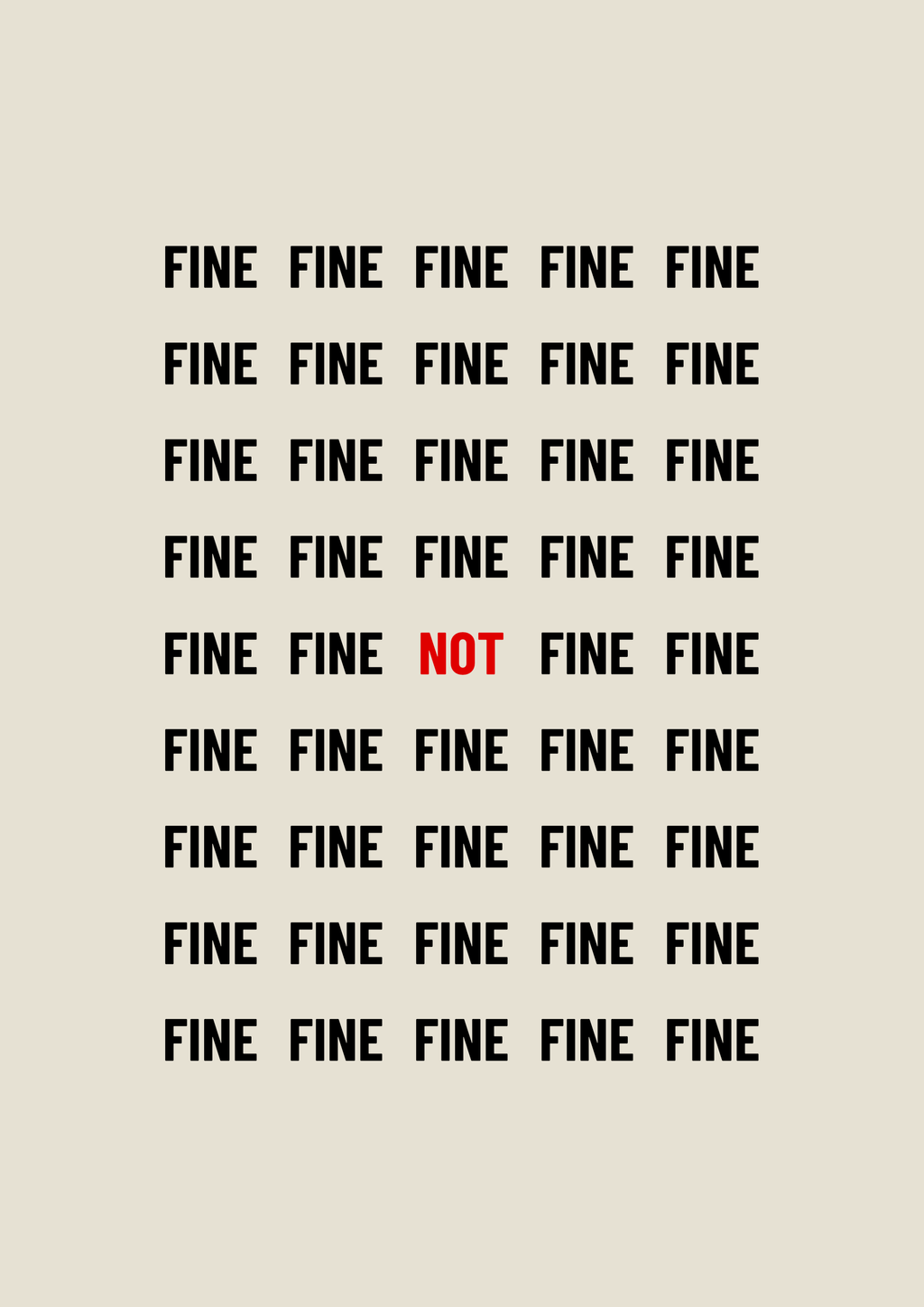 Not Fine – Fine-Raster mit rotem NOT | Typografie-Optik – eleganter Kunstdruck