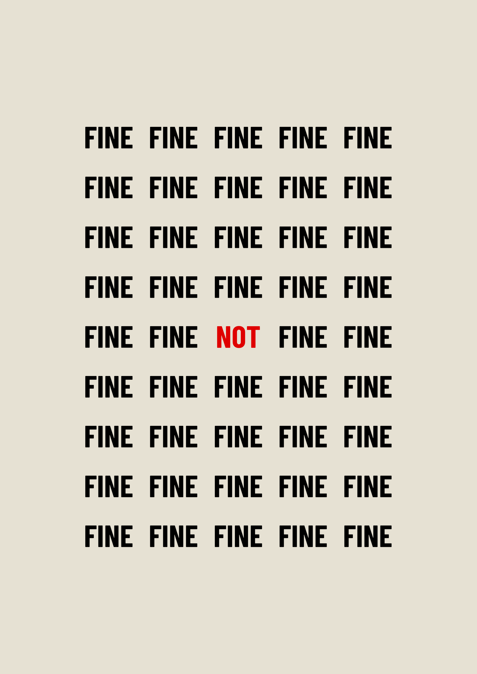 Not Fine – Fine-Raster mit rotem NOT | Typografie-Optik – eleganter Kunstdruck