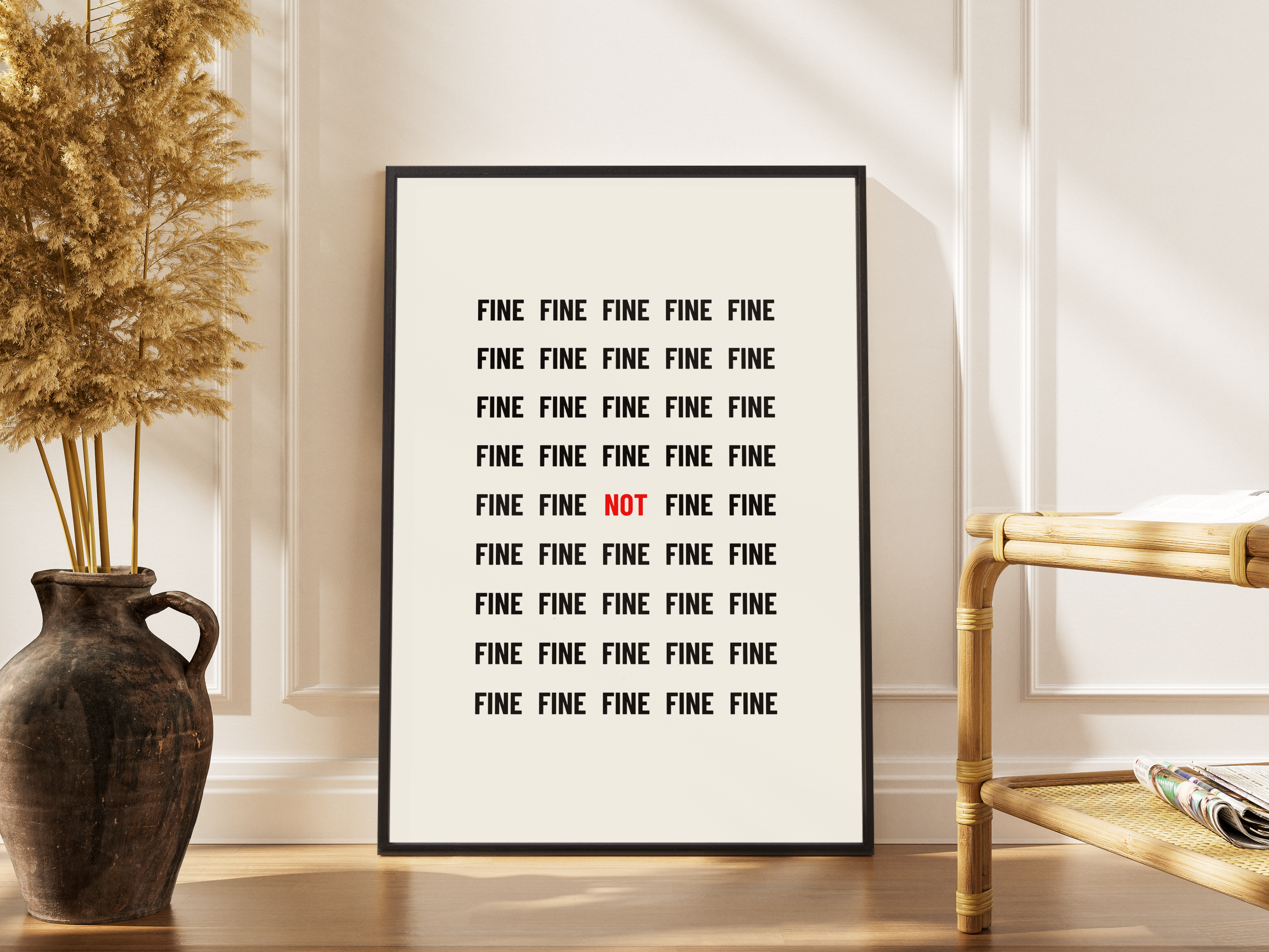 Not Fine – Konzeptuelles Typografie-Poster | Typografie-Fine-Art-Poster – gerahmtes Poster kaufen