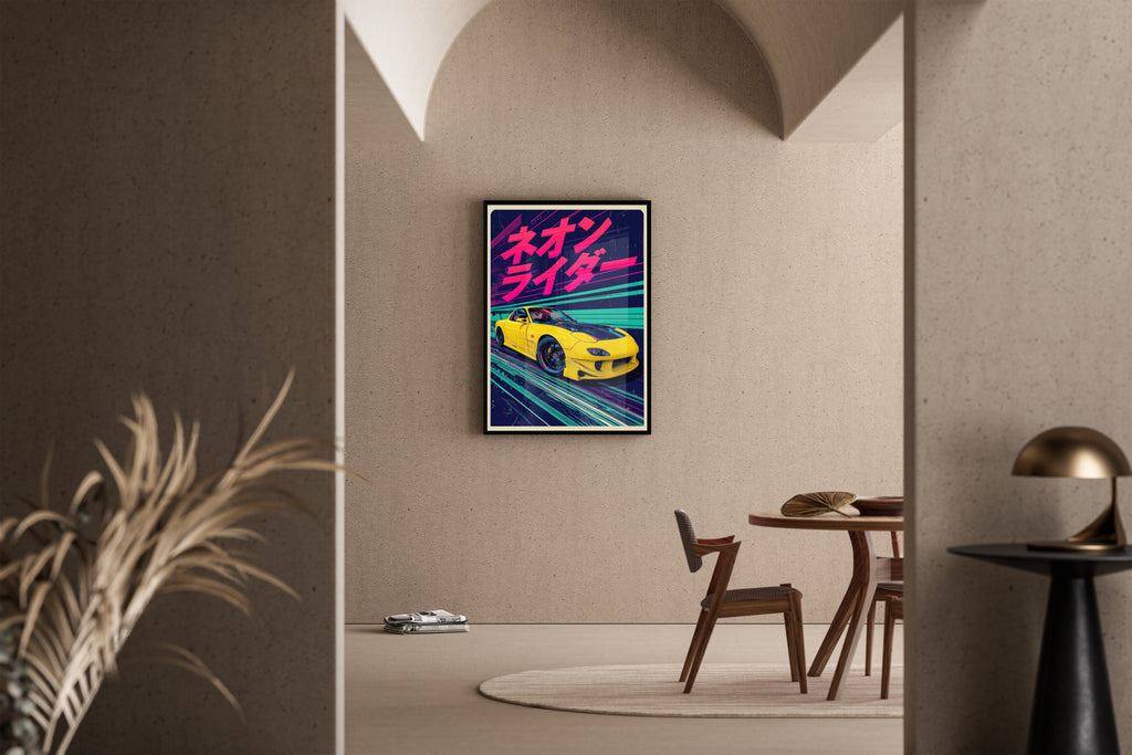Neon Rider – RX7 Japan-Retro-Stil Neon – Poster im Esszimmer | Wanddekoration kaufen