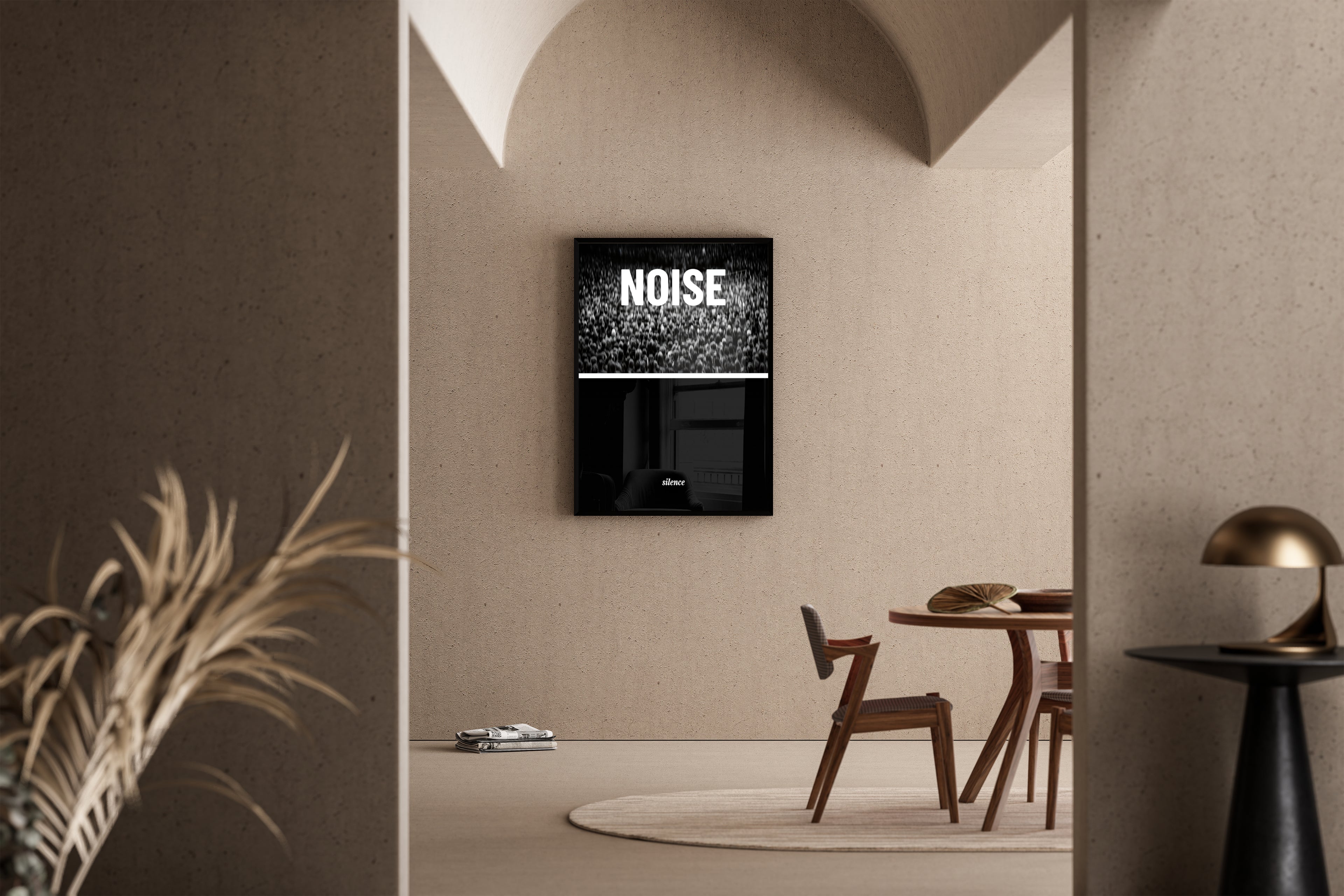 Noise Silence – TV-Noise Stille Statement Poster schwarz | Minimalist-Stil – Poster im Esszimmer