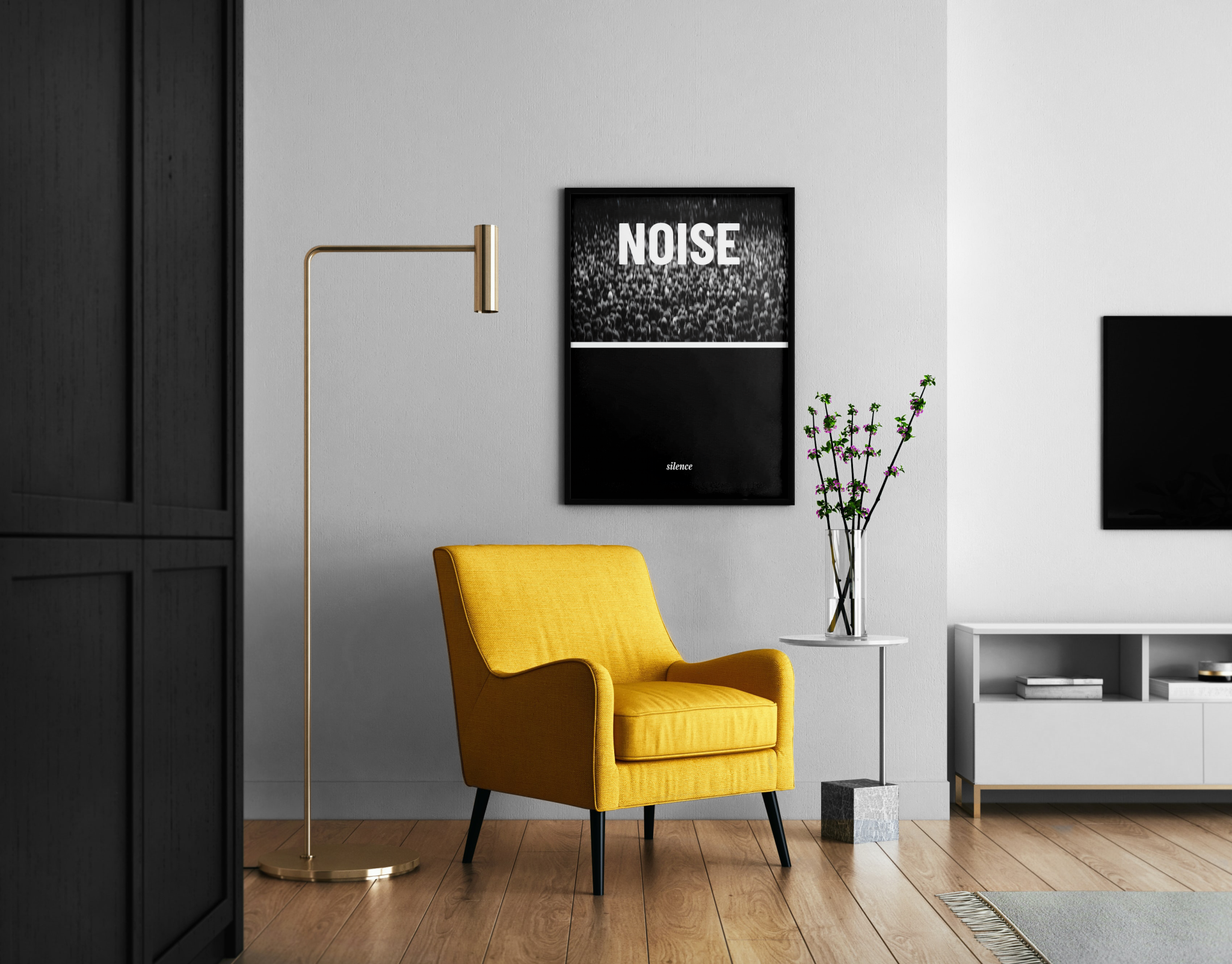 Noise Silence – Kontrast Chaos Ruhe Wanddekoration minimal | Konzept-Kunstdruck – Wandbild im modernen Wohnzimmer