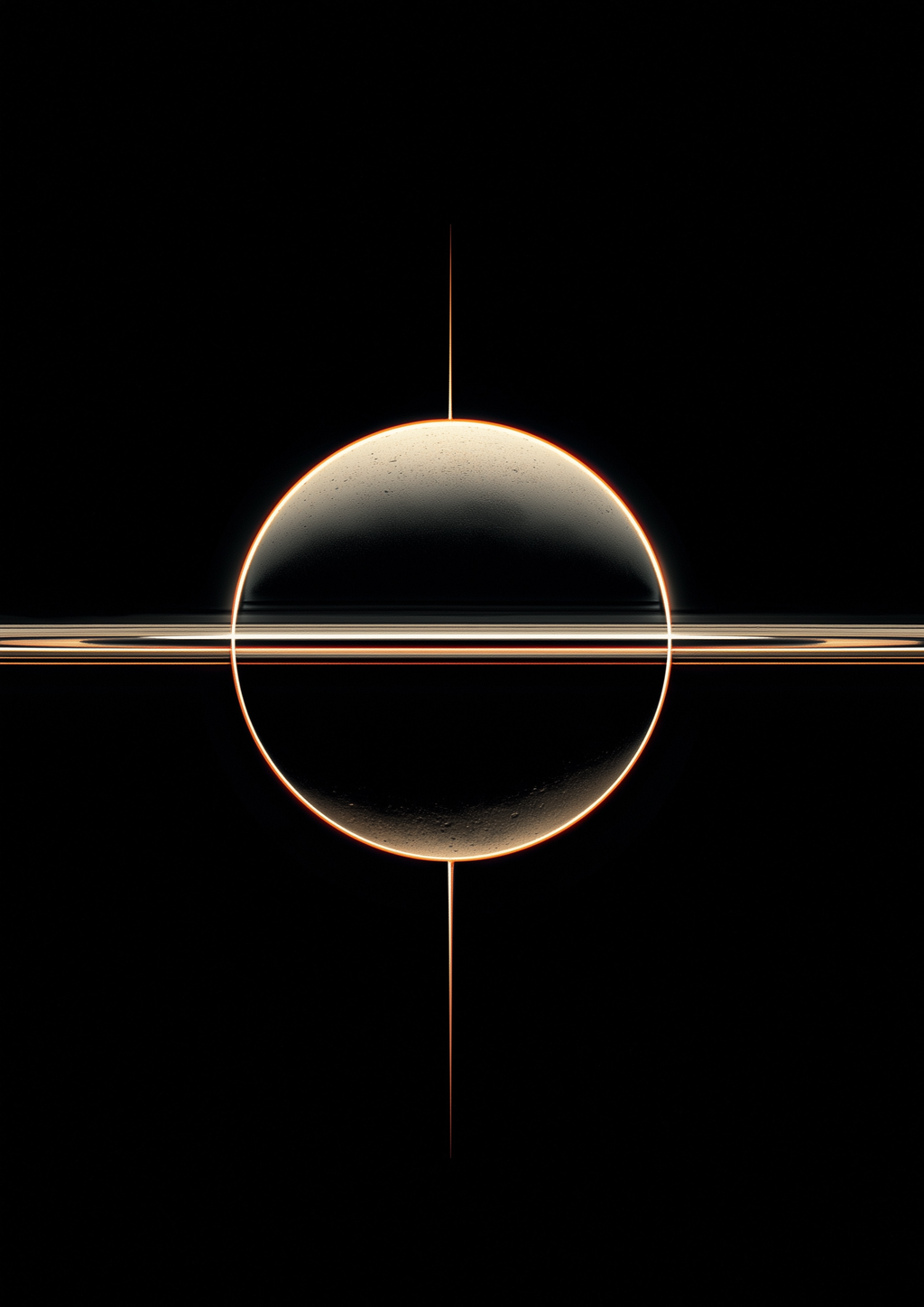 COSMIC ORBIT – minimalistische Sphäre mit goldenen Linien – eleganter Kunstdruck
