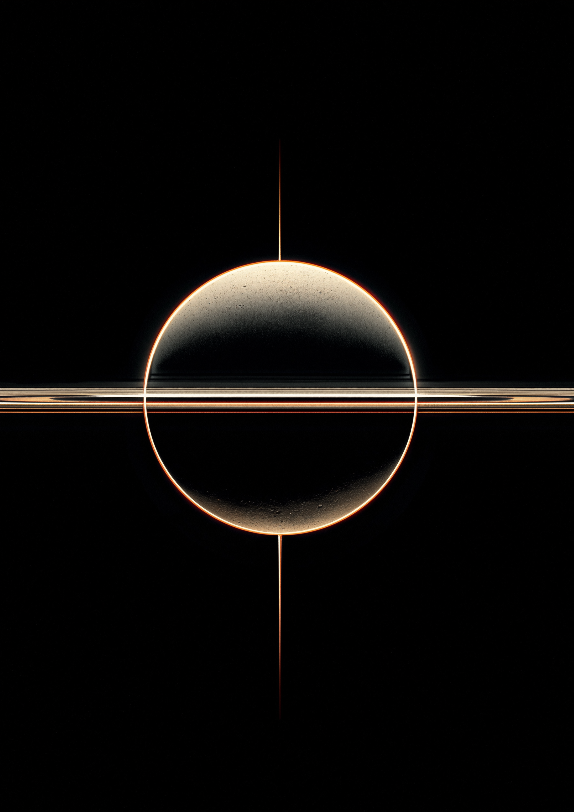 COSMIC ORBIT – minimalistische Sphäre mit goldenen Linien – eleganter Kunstdruck
