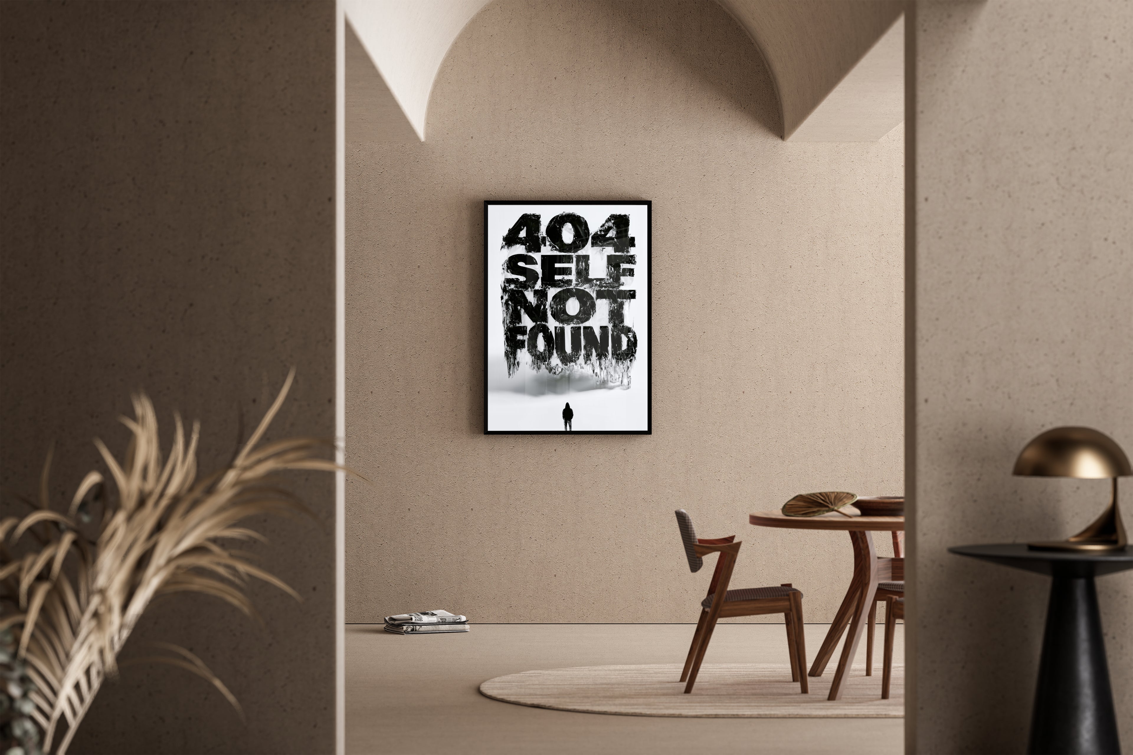 404 Self Not Found – Identität Statement Poster schwarz weiß | Street-Art-Stil – Poster im Esszimmer