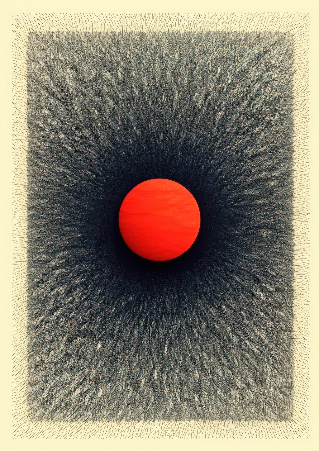 Singularity – leuchtend roter Kreis auf schwarzem Grund | Avantgarde-Illustration – eleganter Kunstdruck