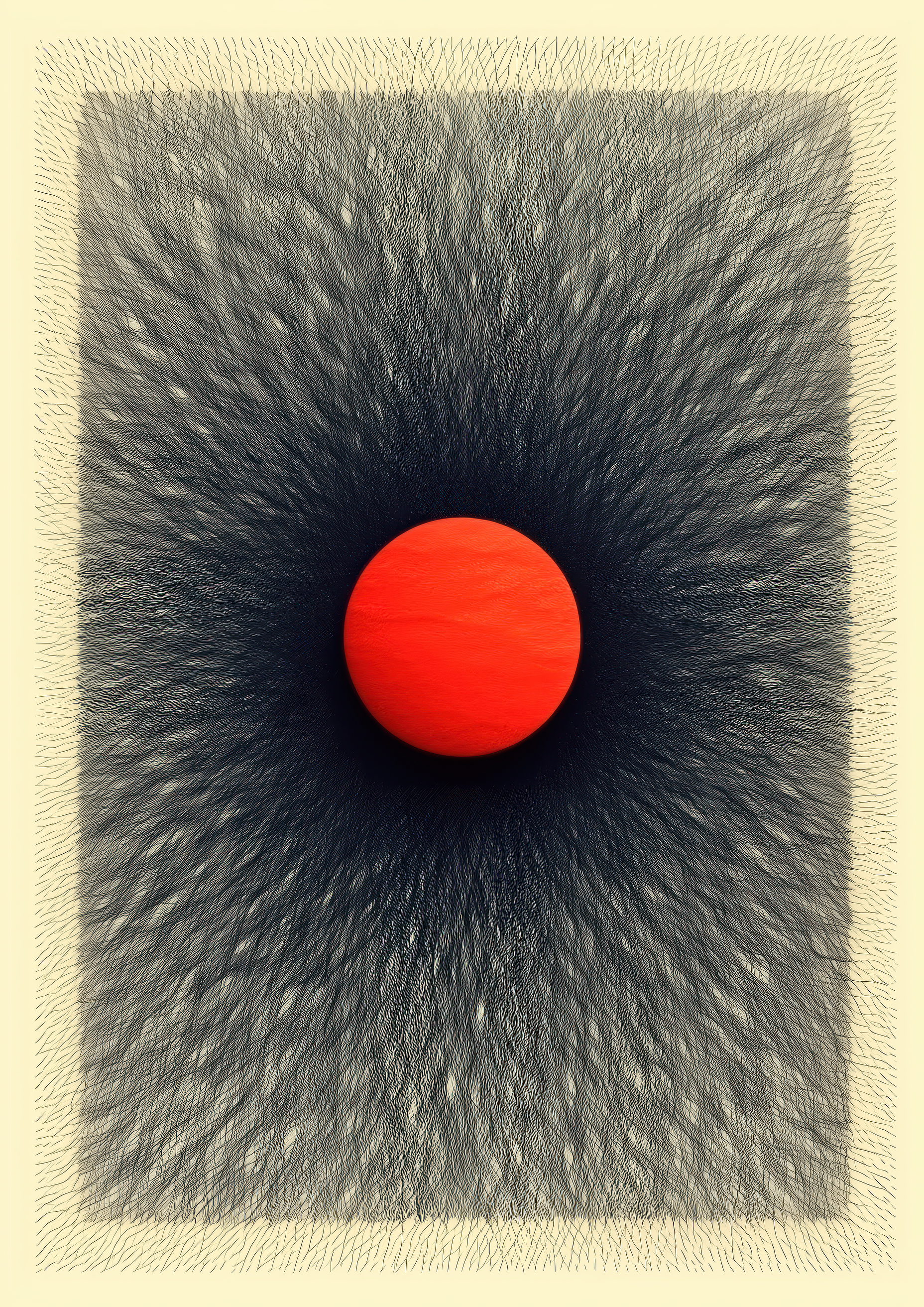 Singularity – leuchtend roter Kreis auf schwarzem Grund | Avantgarde-Illustration – eleganter Kunstdruck