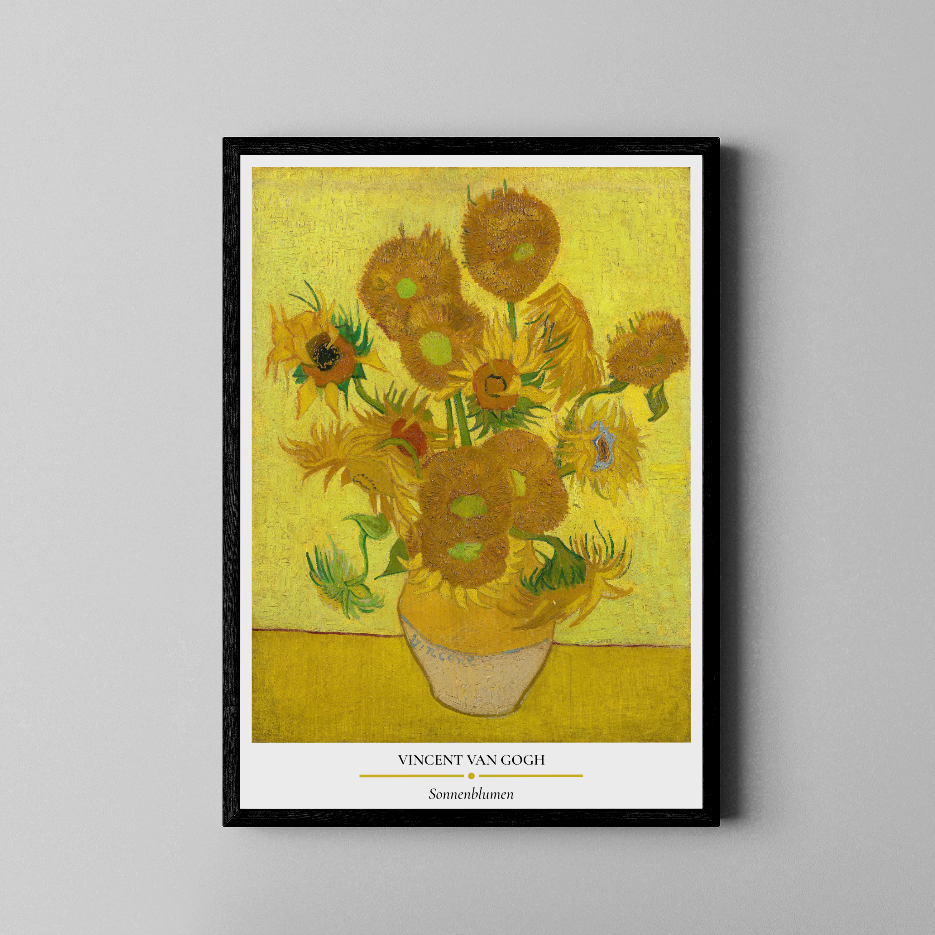 Sonnenblumen - Van Gogh – Helianthus Stillleben Pinselstruktur Arles 1888 | Post-Impressionistischer Stil – Poster im schwarzen Rahmen