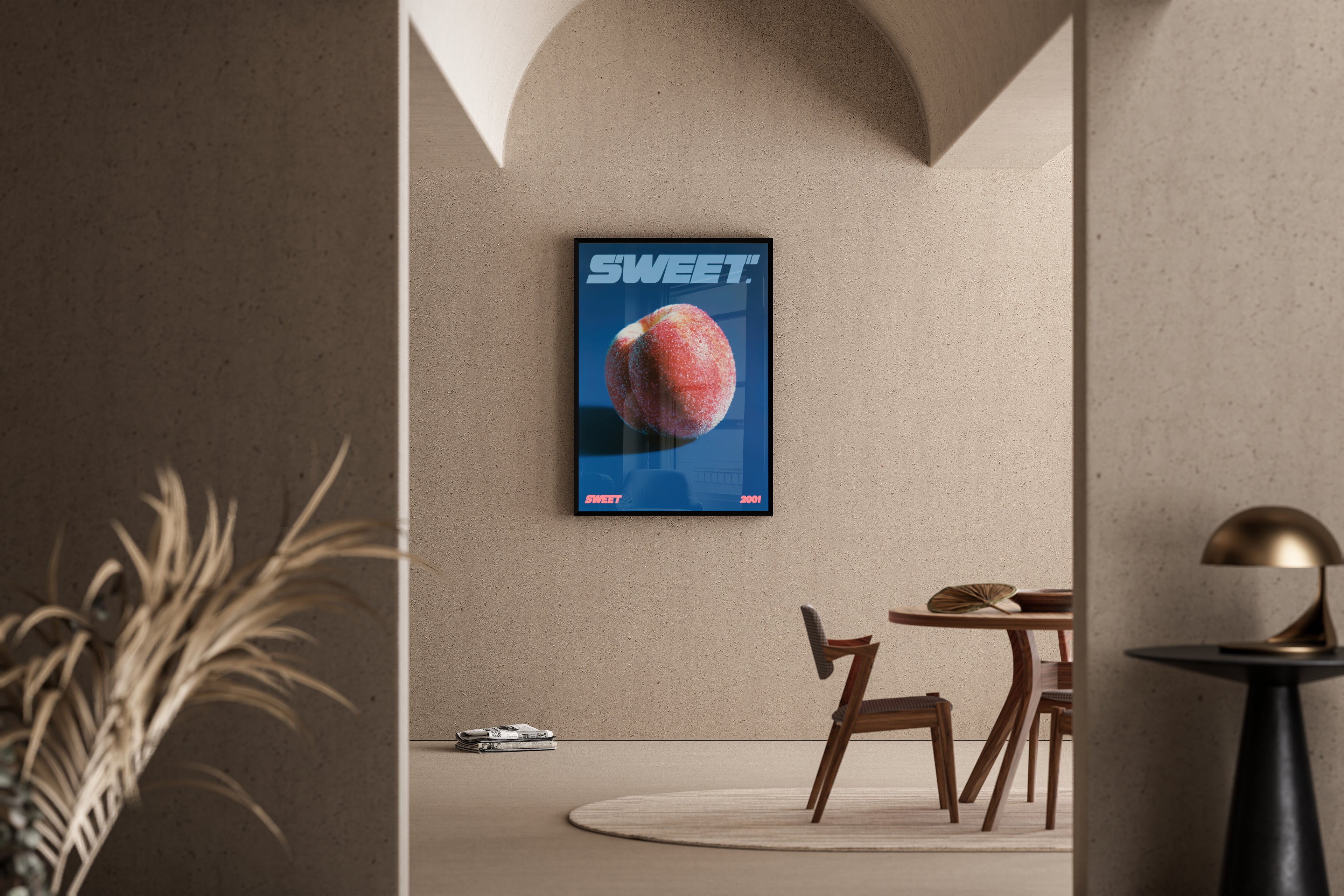 Sweet – Pfirsich in Studio-Ästhetik | Y2K-Kunstdruck – Poster im Esszimmer