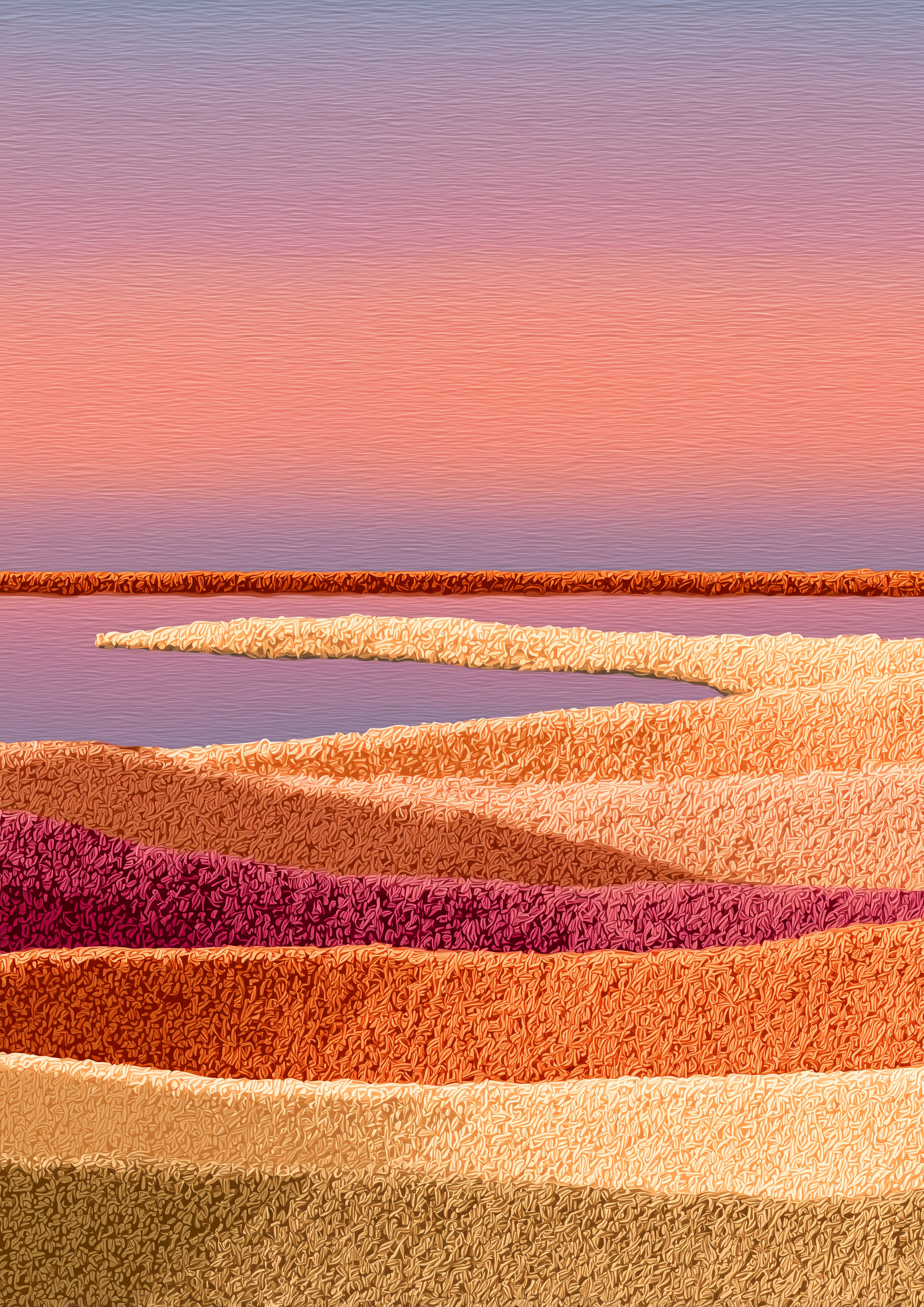 Abstrakte Wüstenlandschaft in Rosa und Terrakotta mit Textur-Schichten – minimalistischer Fine Art Kunstdruck