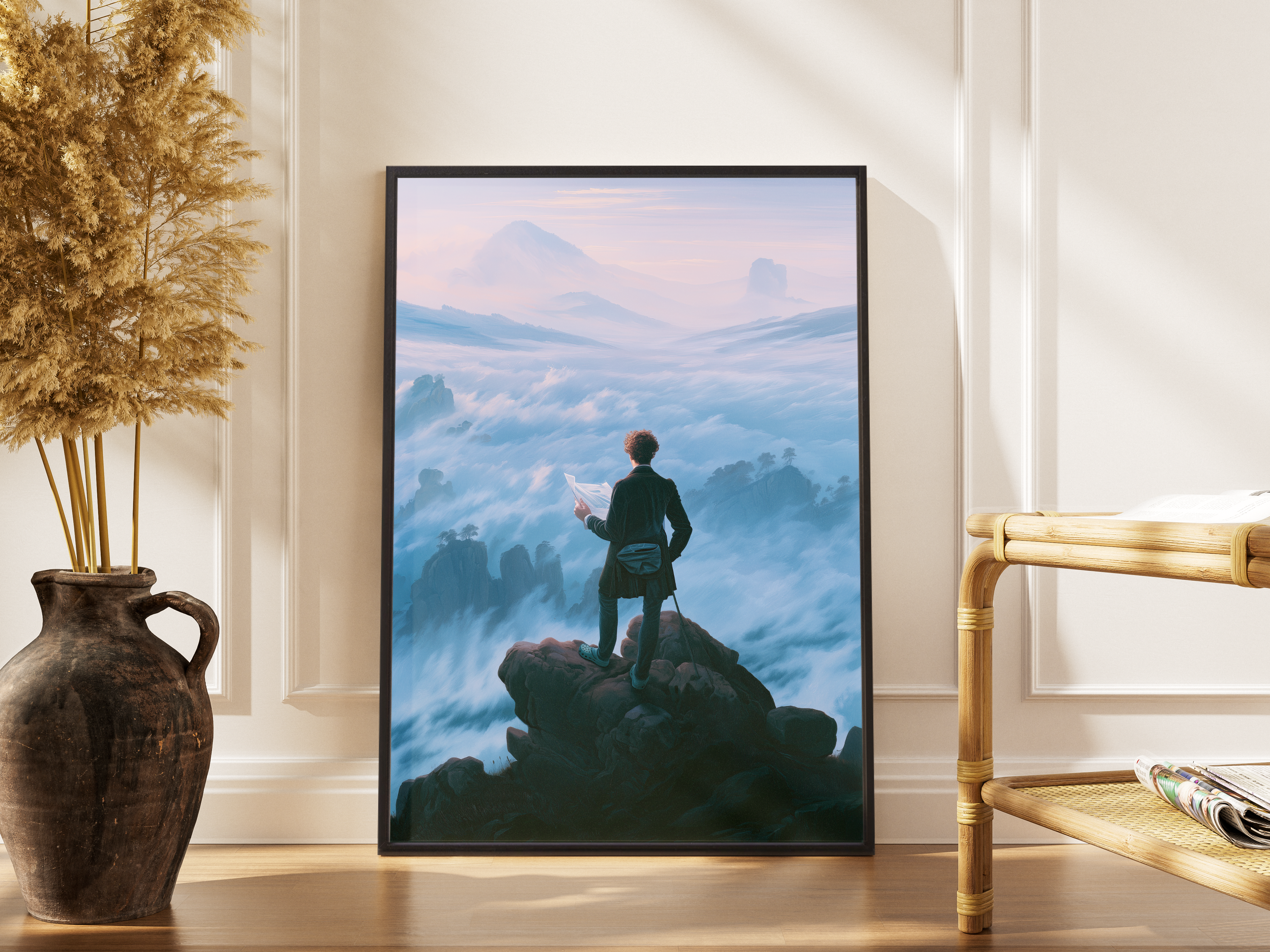 The Wanderer of the Crocs – Friedrich Parodie Ölgemälde Fine Art | Humor-Kunstdruck – gerahmtes Poster kaufen