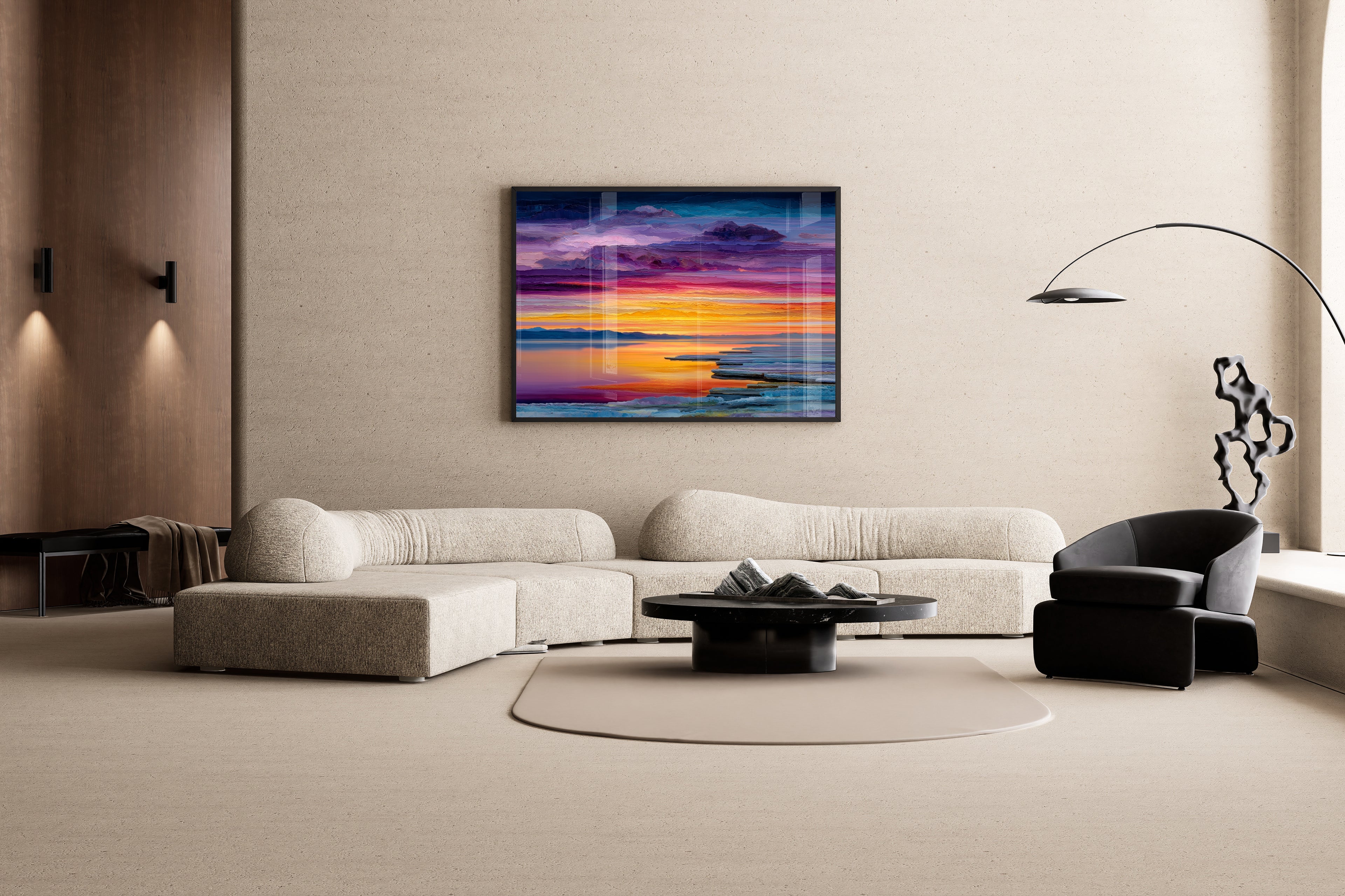 The Weight of Light – farbenprächtige Sonnenuntergangslandschaft Ölgemälde | Abstrakte Landschaftsmalerei – Wandbild im modernen Wohnzimmer
