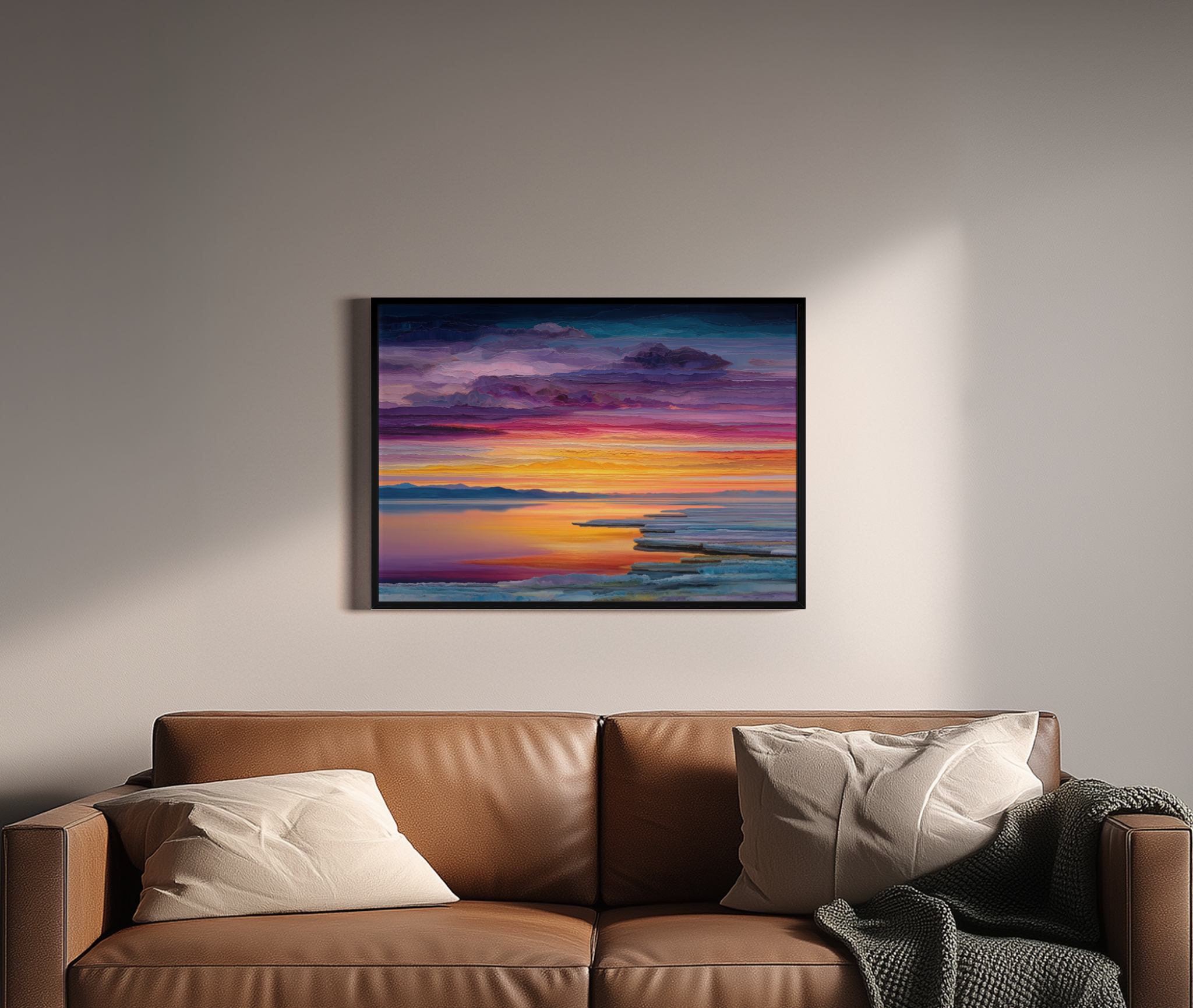 The Weight of Light – magenta gold violett Sonnenuntergang Reflexion | Impressionismus-Kunstdruck – Poster im Wohnbereich