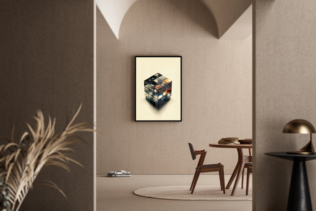 Turning the Universe – Zauberwürfel Galaxien fotorealistisch – Poster im Esszimmer kaufen