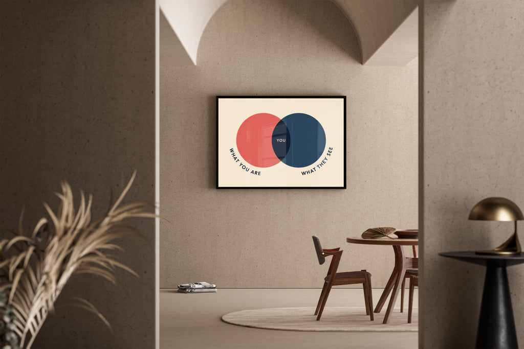 YOU – geometrisches Selbstidentitäts-Poster Kreise terrakotta | Minimalist-Kunstdruck-Stil – Poster im Wohnbereich