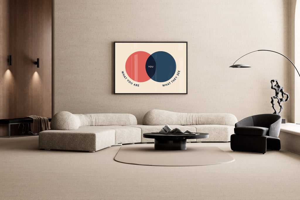 YOU – humorvolles Venn-Diagramm Wandbild Büro Motivation | Grafik-Poster-Design – Wandbild im modernen Wohnzimmer