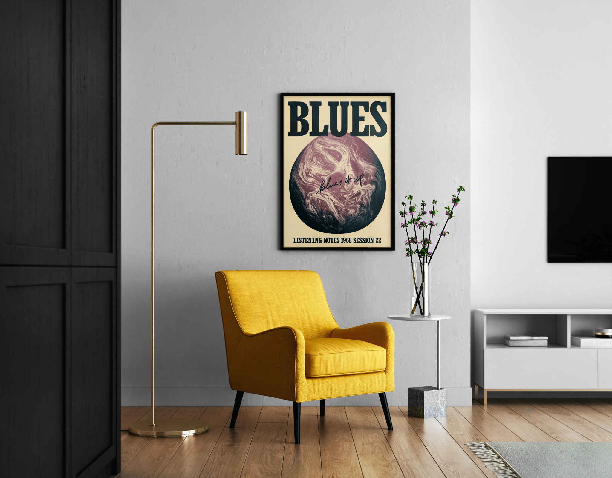 Blues it up – Blues Vinyl Wanddekoration Retro Musikposter | Vintage-Musikdruck – Wandbild im modernen Wohnzimmer