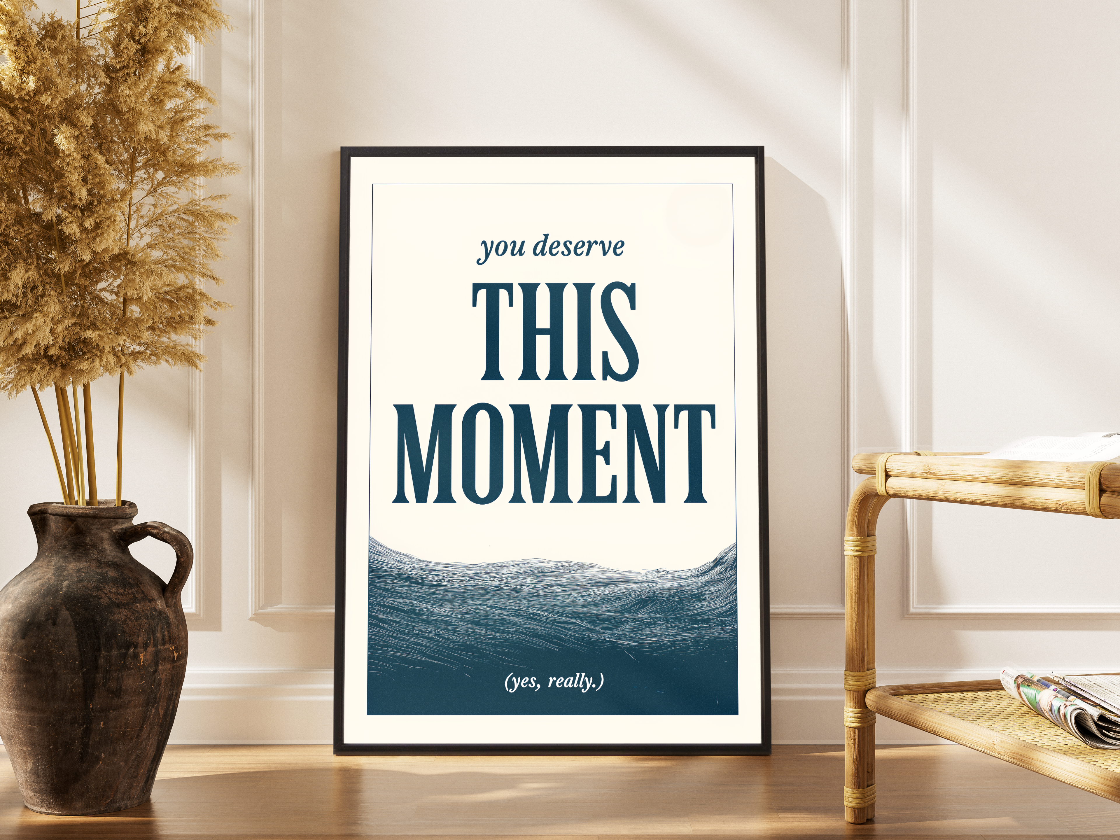 You Deserve This Moment – vintage Wellenkunst Achtsamkeit Fine Art | Radierung-Druck – gerahmtes Poster kaufen
